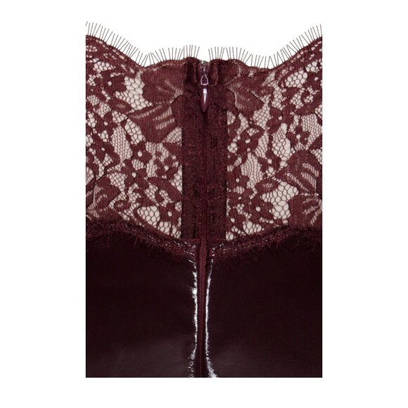 Shelby Dark Brown Vegan Leather with Lace Mini Dress - Picture 14 of 14